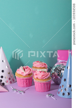 Birthday partry concept with cupcake Birthday partry concept with cupcake 103938508