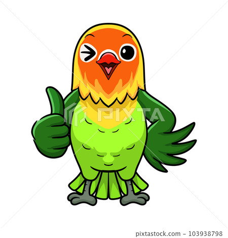 Cute fischer love bird cartoon giving thumb up Cute fischer love bird cartoon giving thumb up 103938798