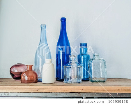 Collection of various empty bottles 103939158