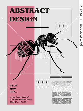 Ant, ammet, pismire. Vector poster with insects. Engraving illustrations and typography. Background images for cover, banner 103939173