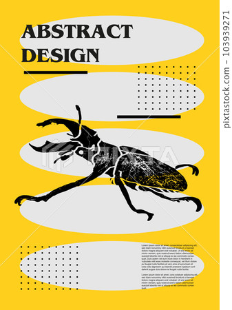 Stag beetle. Set of vector posters with insects. Engraving illustrations and typography. Background images for cover, banner 103939271