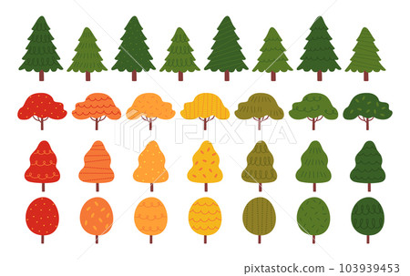 一套針葉樹和秋葉 一套針葉樹和秋葉 103939453