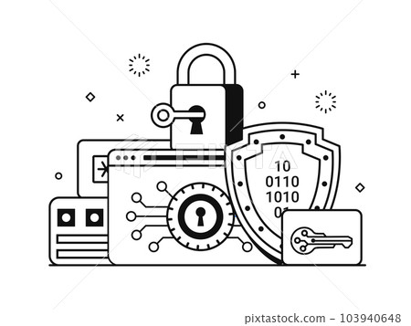 Password Storage and Data Encryption Lineart Scene 103940648
