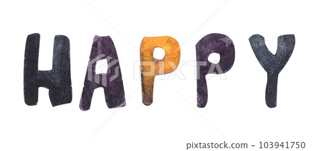 Watercolor painting of Happy Halloween Text Banner. 103941750