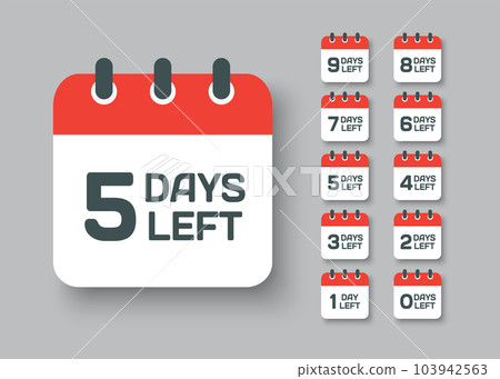 Countdown daily page calendar icon - 5 days left Countdown daily page calendar icon - 5 days left 103942563