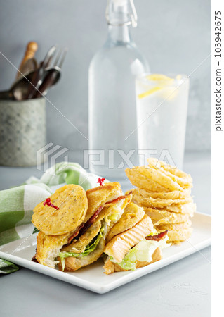 Fried green tomatoes BLT sandwich 103942675