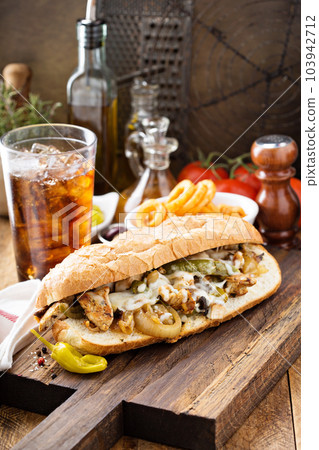Chicken melt sandwich 103942712