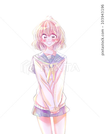 水手服女學生笑淚逆光 水手服女學生笑淚逆光 103943196