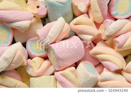 Colorful marshmallow spinning, rotation. Sweet food background. Close up. Video backdrop. Heap of multi-colored candies with different flavours. Group of tasty marshmallows. Confectionery. Sweet shop Colorful marshmallow spinning, rotation. Sweet food background. Close up. Video backdrop. Heap of multi-colored candies with different flavours. Group of tasty marshmallows. Confectionery. Sweet shop 103943240