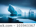 Melting glaciers, icebergs and ice sheets in the Antarctic ocean - Global warming and climate change concept - Generative AI 103943367