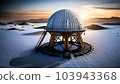 Polar scientific research base in the Antarctic - global warming research from ice cap readings concept - Generative AI 103943368