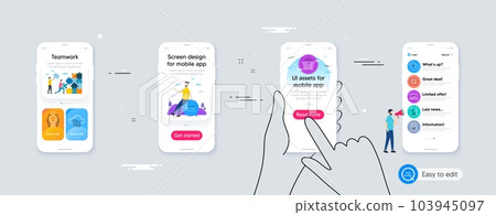 Set of Group, Checklist and Report document line icons. Phone ui interface. Include Cloud sync, Coal trolley, Dollar exchange icons. Vector Set of Group, Checklist and Report document line icons. Phone ui interface. Include Cloud sync, Coal trolley, Dollar exchange icons. Vector 103945097