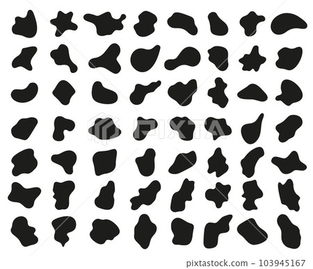 Blob mask shapes. Unique abstract liquid forms, organic black backgrounds and random design elements vector set 103945167