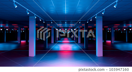 Empty hangar interior, 3d render 103947160