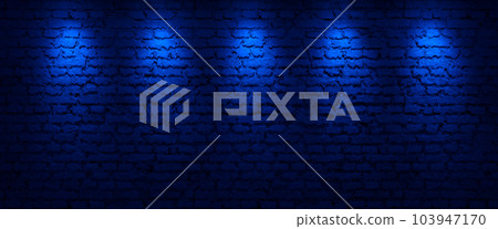 Grunge brick wall with neon glowing lights background, 3d render Grunge brick wall with neon glowing lights background, 3d render 103947170