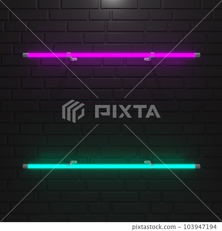 Brick wall background, neon light. 3d illustration 103947194