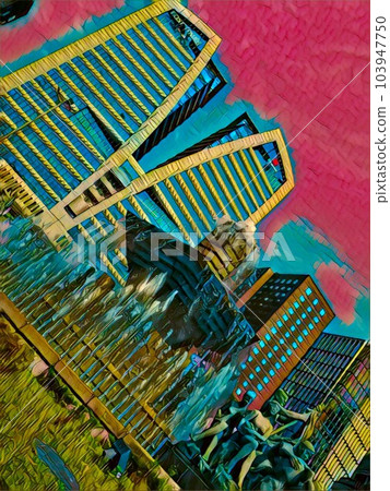 摩天大樓和噴泉圖 摩天大樓和噴泉圖 103947750