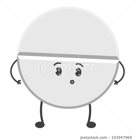 Round white pill character vector isolated. Medical mascot Round white pill character vector isolated. Medical mascot 103947969