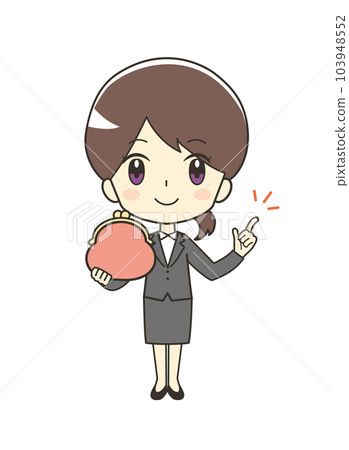 拿著錢包的西裝女人插畫 103948552