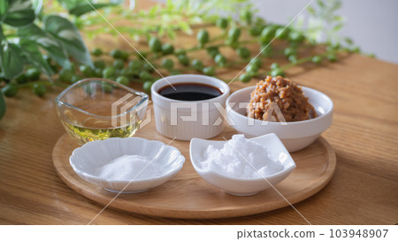 Basic Seasoning Sashisuseso Image | Sugar, Salt, Vinegar, Soy Sauce, Miso Basic Seasoning Sashisuseso Image | Sugar, Salt, Vinegar, Soy Sauce, Miso 103948907