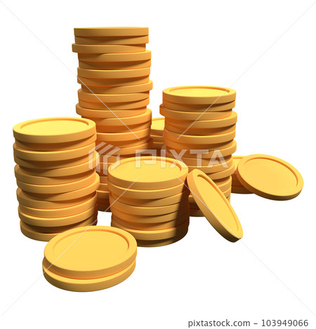 3D gold coins. Business investment. Growth calculate finance saving concept. Money growth gold coins. 3d rendering illustration 103949066