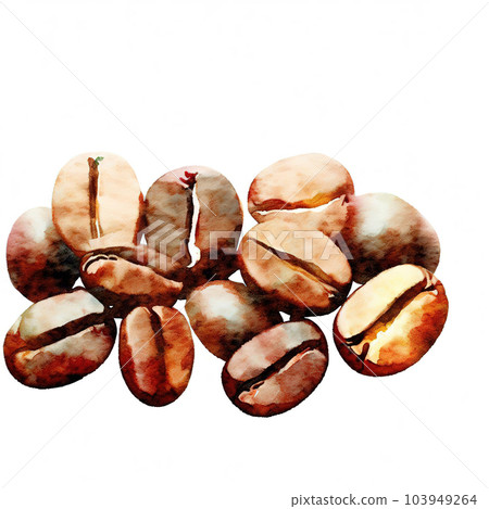 coffee beans flat art style in watercolor , blank ,bright and vibrant coffee beans flat art style in watercolor , blank ,bright and vibrant 103949264