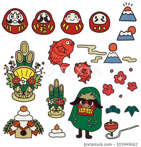 受新年啟發的彩色小插圖集 103949682