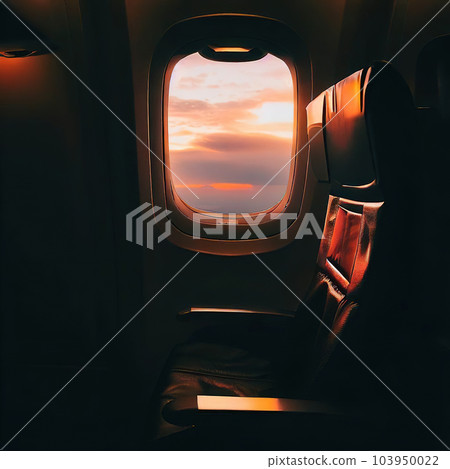 Looking out of the window of the plane, sitting in the cabin,night sky  103950022