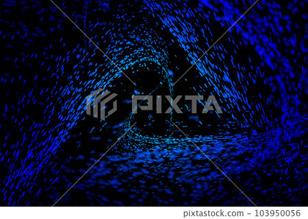 發光藍色粒子快速前進消失在深藍色背景上 103950056