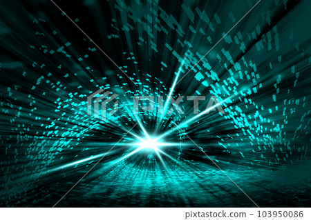 發光青藍色粒子快速前進消失在深色背景上 發光青藍色粒子快速前進消失在深色背景上 103950086