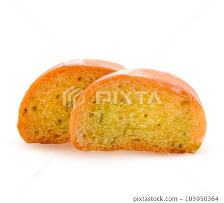 garlic bread isolated on white background ;Herb for health in food . garlic bread isolated on white background ;Herb for health in food . 103950364