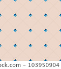 Geometric repeating vector ornament with diagonal lines and squares. Seamless abstract modern dark and light blue and beige pattern. Apparel pattern, lines and squares. 103950904