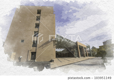 Watercolor style Okayama Prefectural University Design Faculty Building Okayama Prefecture Soja City 103951149
