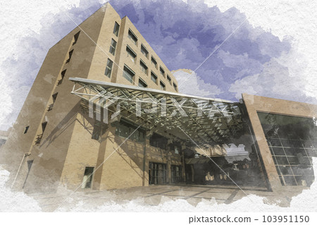 Watercolor style Okayama Prefectural University Design Faculty Building Okayama Prefecture Soja City 103951150