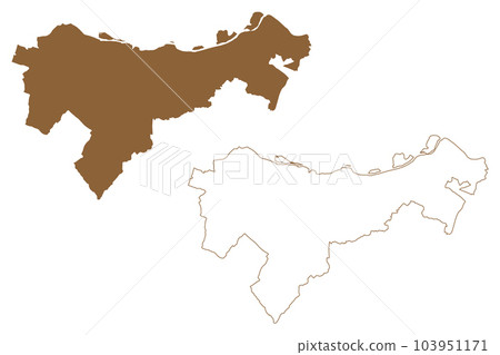 Bruck an der Leitha district (Republic of Austria or Osterreich, Lower Austria or Niederosterreich state) map vector illustration, scribble sketch Bezirk Bruck aun da Leitha map Bruck an der Leitha district (Republic of Austria or Osterreich, Lower Austria or Niederosterreich state) map vector illustration, scribble sketch Bezirk Bruck aun da Leitha map 103951171