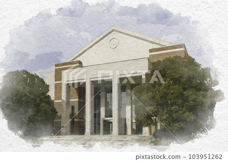 Watercolor style Okayama Prefectural University Auditorium Soja City, Okayama Prefecture 103951262