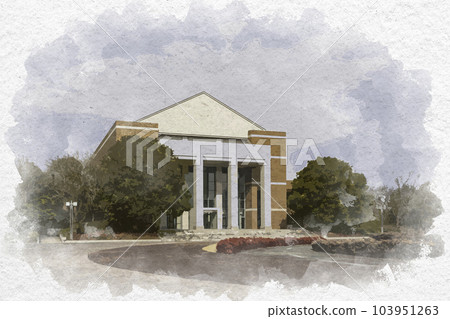 Watercolor style Okayama Prefectural University Auditorium Soja City, Okayama Prefecture 103951263