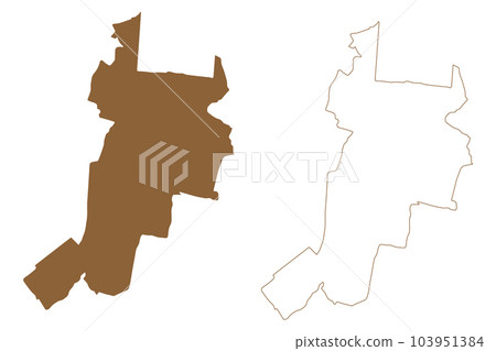 Wiener Neustadt city and district (Republic of Austria or Osterreich, Lower Austria or Niederosterreich state) map vector illustration, scribble sketch Weana Neistod map 103951384