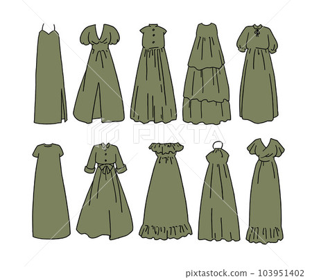 Olive dress illustration set 103951402