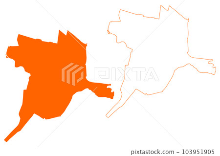 Amersfoort city and municipality (Kingdom of the Netherlands, Holland, Utrecht province) map vector illustration, scribble sketch map 103951905
