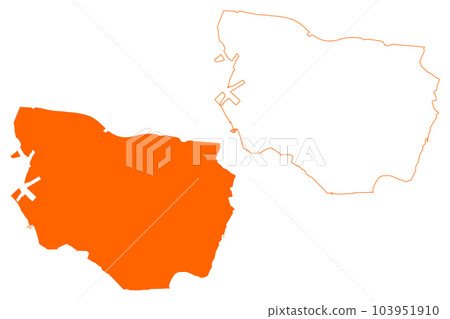 Borsele municipality (Kingdom of the Netherlands, Holland, Zeeland or Zealand province) map vector illustration, scribble sketch Bossele map 103951910