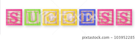 success concept with childs wood blocks with clipping path 103952285