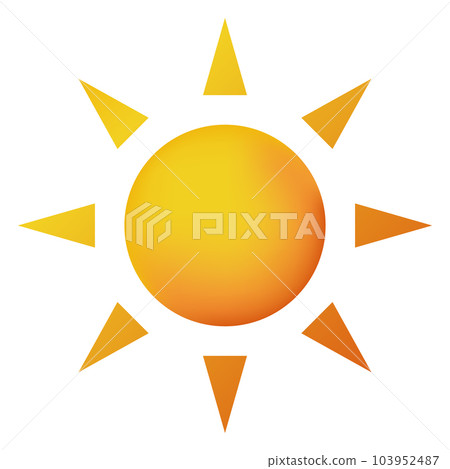 Yellow sun icon. Solar icon. Realistic sun icon for weather design. Trendy summer symbol. Vector illustration 103952487