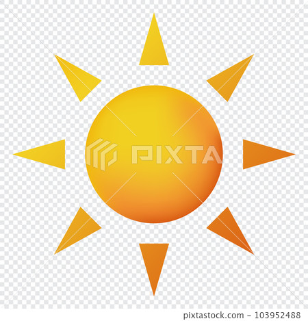 Yellow sun icon. Solar icon. Realistic sun icon for weather design. Trendy summer symbol. Vector illustration 103952488