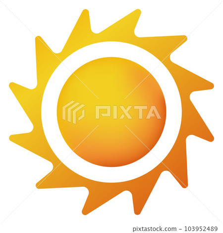 Yellow sun icon. Solar icon. Realistic sun icon for weather design. Trendy summer symbol. Vector illustration 103952489