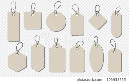 Realistic price tag set. Price tag collection. Paper labels set. Blank cardboard price tags. Set of sale tags and labels. Vector illustration 103952535