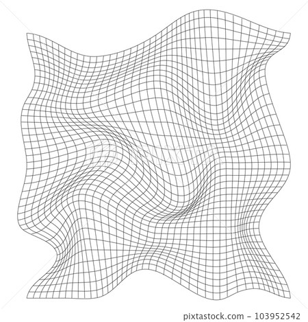 Distorted square grid. Wireframe wave geometry...-插圖素材 [103952542 ...