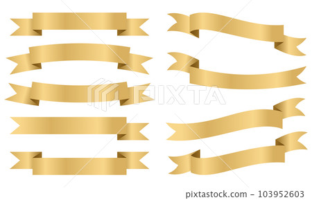 Golden ribbons and labels collection. Ribbons collection. Banner symbol set. Vector illustration Golden ribbons and labels collection. Ribbons collection. Banner symbol set. Vector illustration 103952603