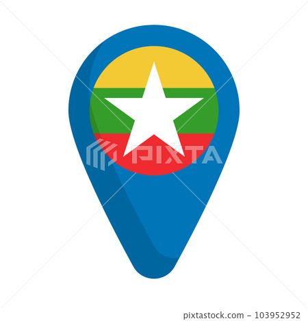 Myanmar flag map pin icon. vector. Myanmar flag map pin icon. vector. 103952952