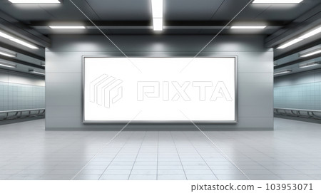 The interior with empty frames in underground subway station. Generative Ai 103953071